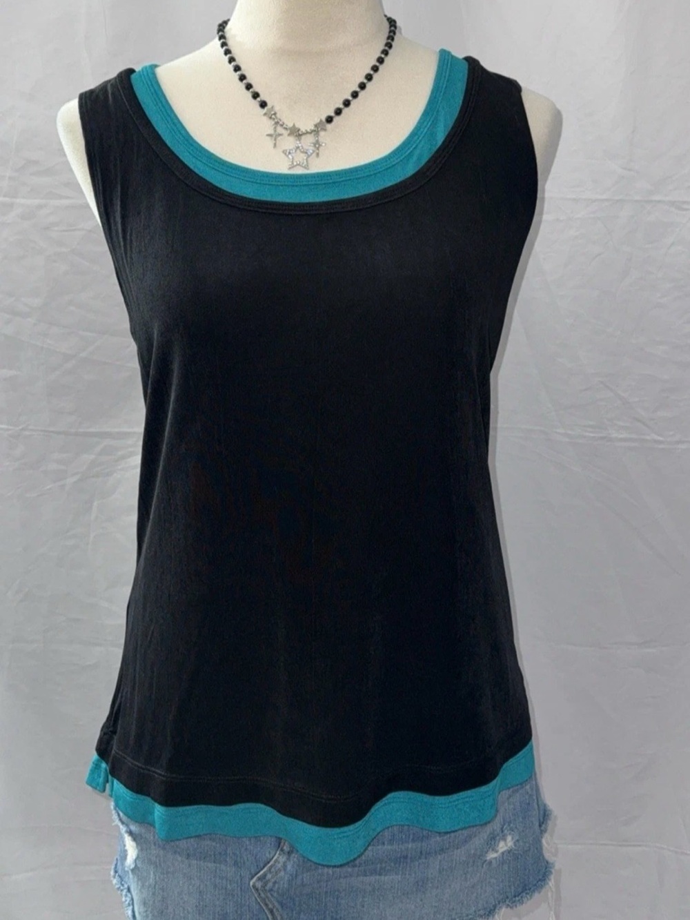 Chico's Black Tank with Teal Trim